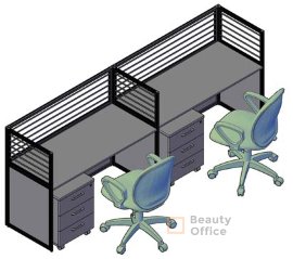 RAND композиция перегородки, 2 стола, тумбы
