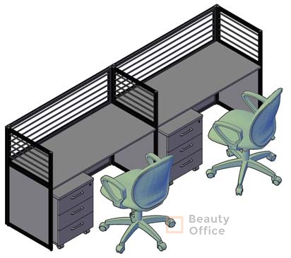 RAND композиция перегородки, 2 стола, тумбы